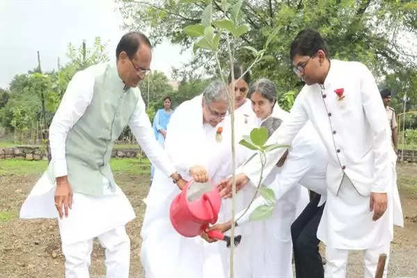 CM चौहान ने नीम, बरगद और करंज के पौधे लगाए