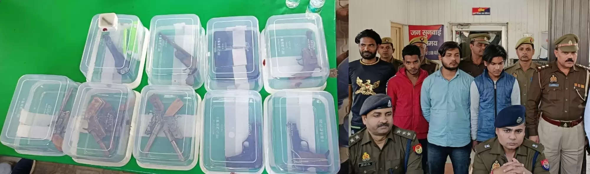 अवैध हथियार की फैक्ट्री पकड़ी, 4 गिरफ्तार, भारी संख्या में हथियार बरामद
